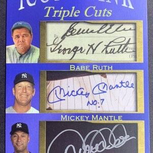 veel van 5 Babe Ruth Mickey-mantel Derek Jeter facsimile-handtekeningen 5 kaarten