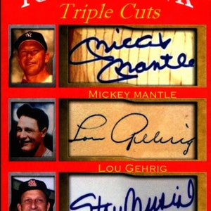 lot of 5 Mickey mantle Lou Gehrig Stan Musial facsimile autographs 5 cards