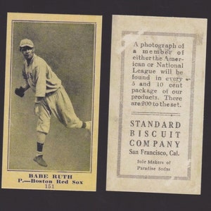 5 card lot Babe Ruth bisquits back rookie  5 cards reprint mint
