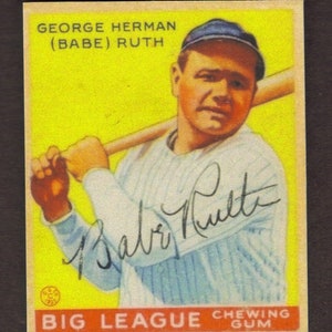 5 Postkarten Babe Ruth 1933 GOLDFARBEN Faksimile Autogrammnachdruck mint 5 Karten