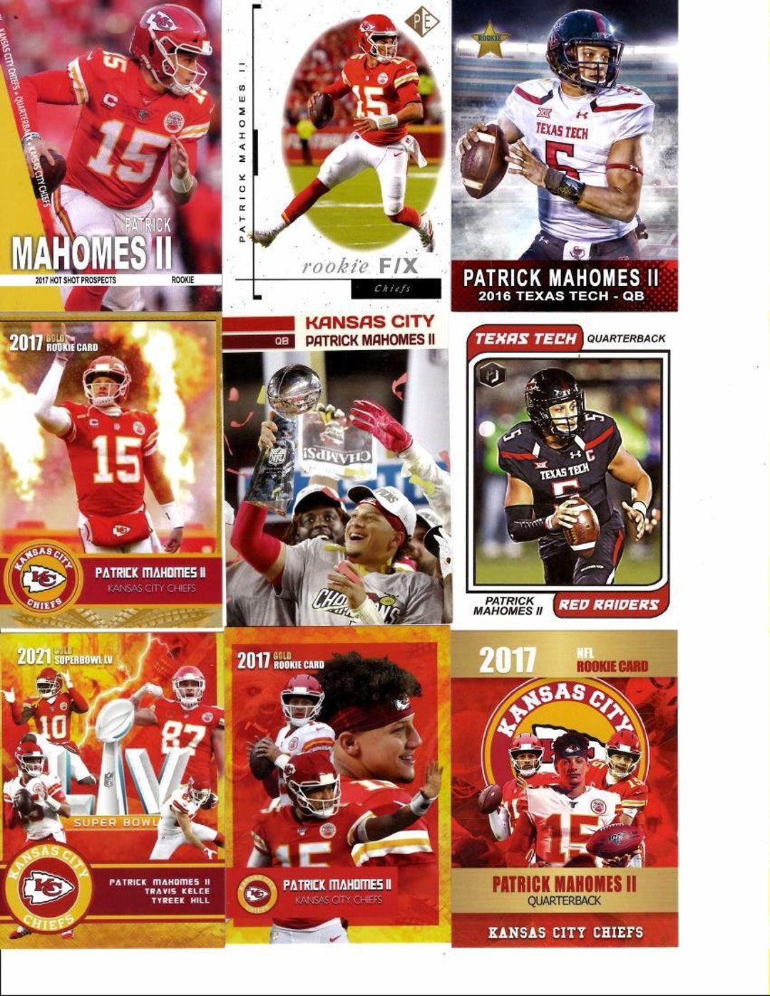 Lot of Nine Patrick Mahomes Custom Rookie Football 9 Card Lot - Etsy