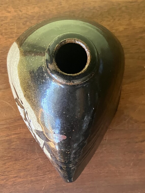 ヴィンテージアート陶器花瓶 竹デザイン サイン入り - Etsy 日本