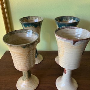 set of 4 vintage studio pottery goblets by Wynne Pottery Dublin Ireland