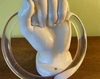 Nancy Funk White Ceramic Hand Towel Holder Vintage