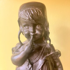 Vintage Bronze Sculpture of little girl signed Juan Clara