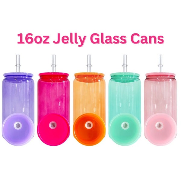16oz Sublimation Jelly Bean Glass Cup|Ready to Ship|16oz Glass Can | Beer Can Glass | Blank Glass Can | Iced Coffee Glass