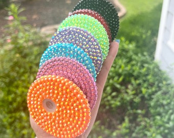 Rhinestone Bamboo Lids | Rhinestone Lids | Libby glass lids | Glass Cup Lid