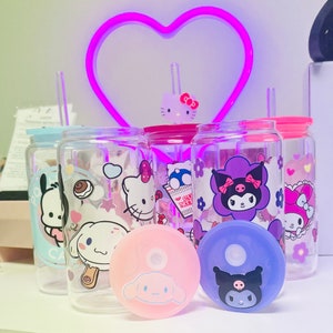 Kitty and Friends Cup | Kawaii Glass Can | Glass Cup | Cute Cups | Kawaii Accessories