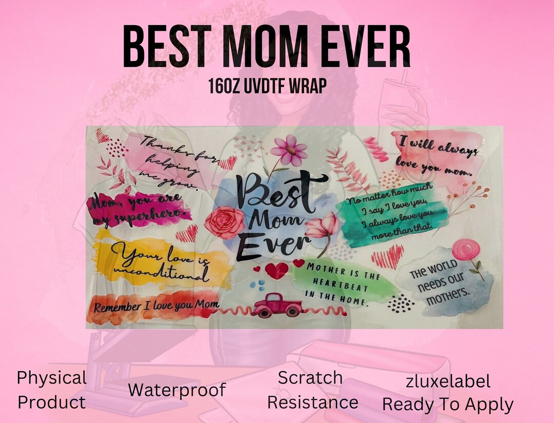 Best Mom UVDTF 16oz Glass Can Wrap | Mom UVDTF Transfer | Ready to ...