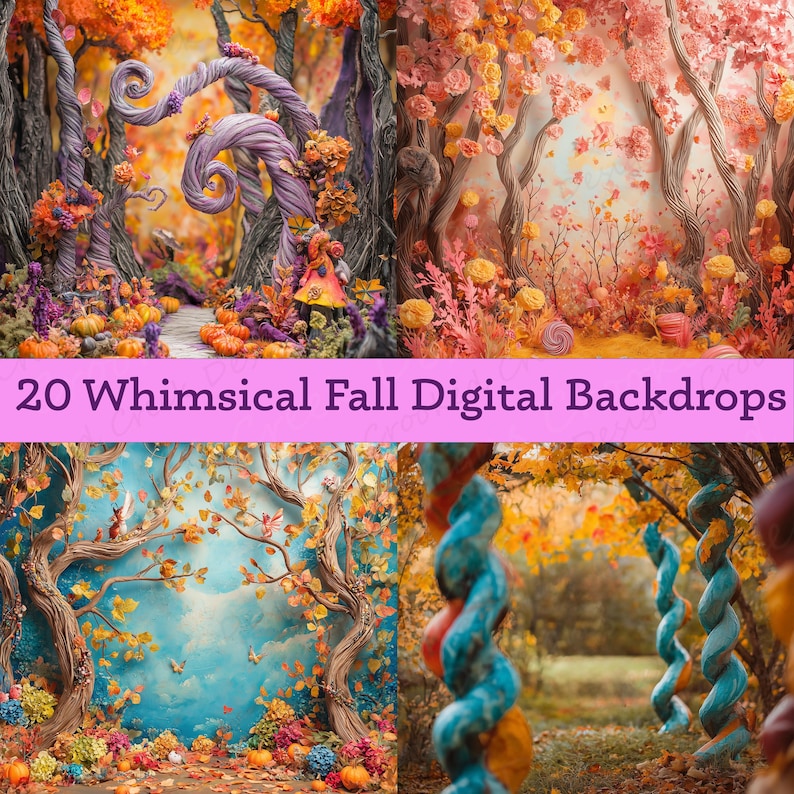 Fall Background Whimsy Souls Whimsical Fall Photography Backdrops: 20 Autumn Jpgs (digital Download ...