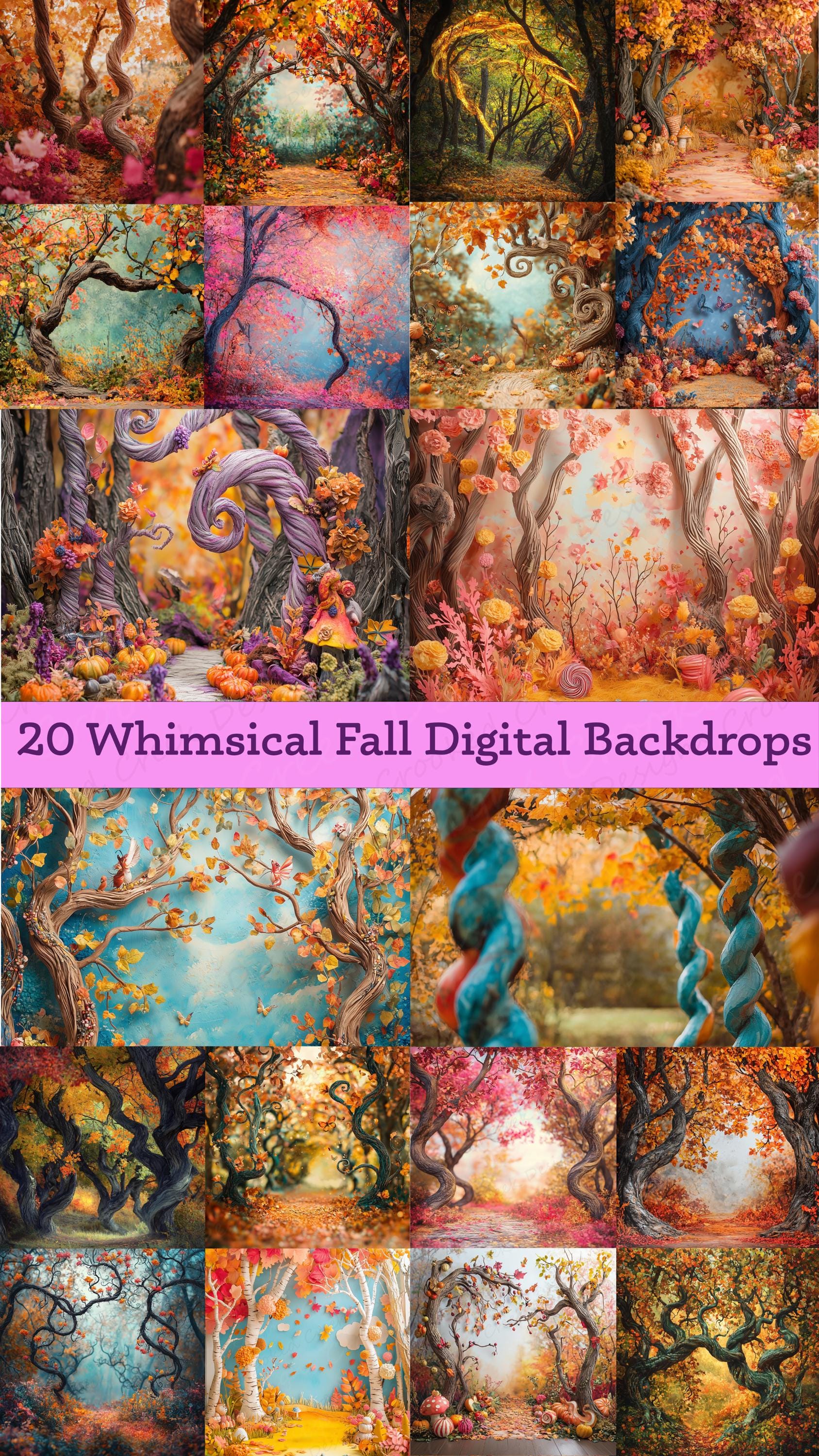 Fall Background Whimsy Souls Whimsical Fall Photography Backdrops: 20 Autumn Jpgs (digital Download ...