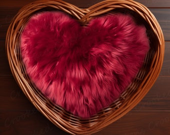 Valentine's Day Newborn Photography Backdrop: Heart Basket (Digital Download)