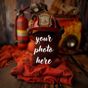 Digital Firefighter Backdrop for Newborn Photography | 4000x4000 px, 300 DPI | Instant Download