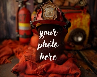 Telón de fondo de bombero digital para fotografía de recién nacidos / 4000x4000 px, 300 DPI / Descarga instantánea