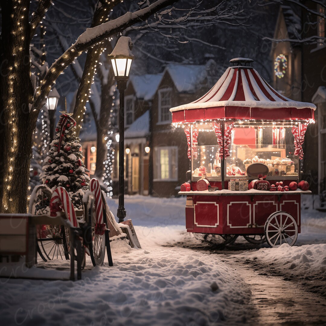 Christmas Digital Photography Backdrop | Winter Holidays Candy Stand ...