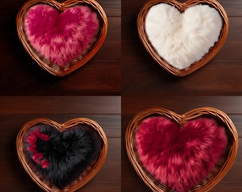 Valentine's Day Newborn Photography Backdrop: Heart Basket (Digital Download)