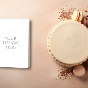 5x7 Card Mockup: Cake & Macarons Invitation Design (Digital Download)