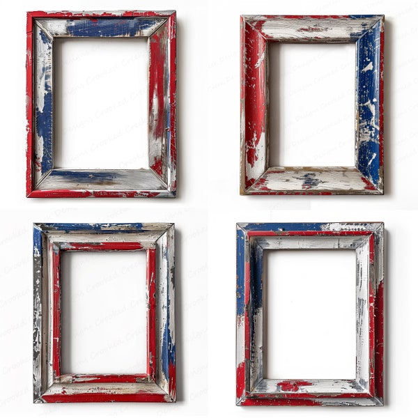 4th of July 5x7 Picture Frame Mockup Bundle Red White and Blue Matching Frames |  Digital Download Patriotic PSD and JPG Mockup Bundle