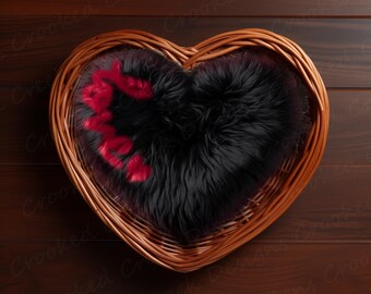 Valentine's Day Newborn Backdrop: Heart Basket, Love Pillow (Digital Download)