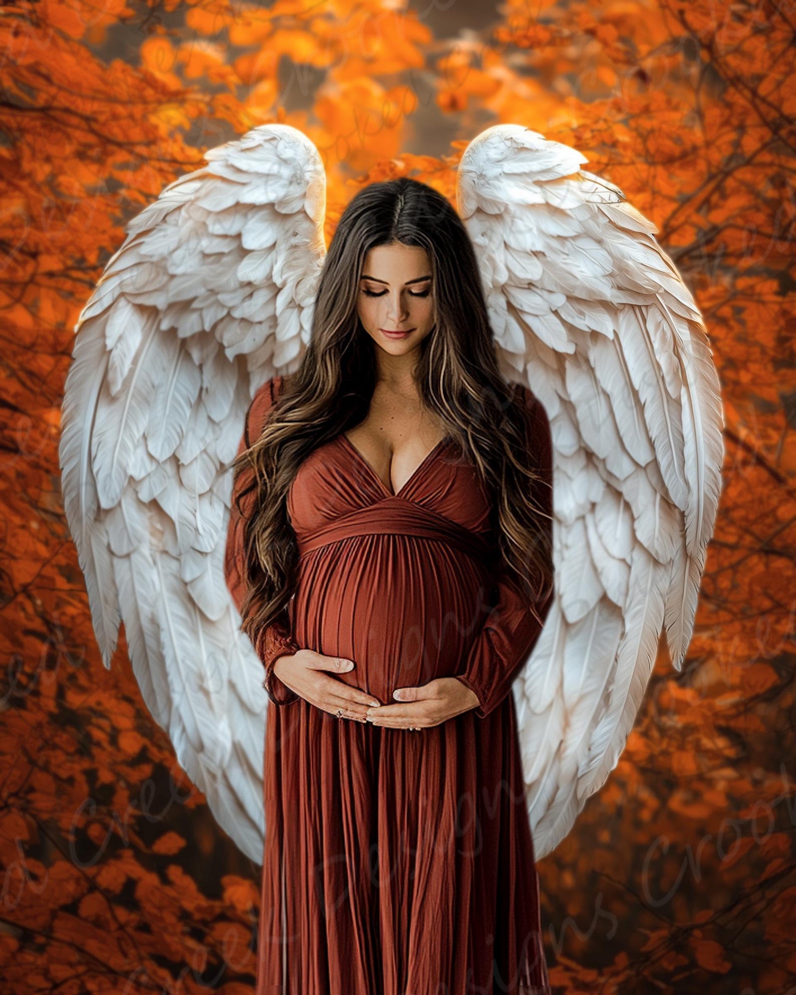 Angel Wings Maternity Backdrop: Fall Photography Digital Background ...