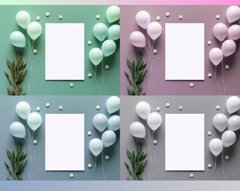 5x7" Einladung Mockup Bundle: Luftballons (JPG, PSD)