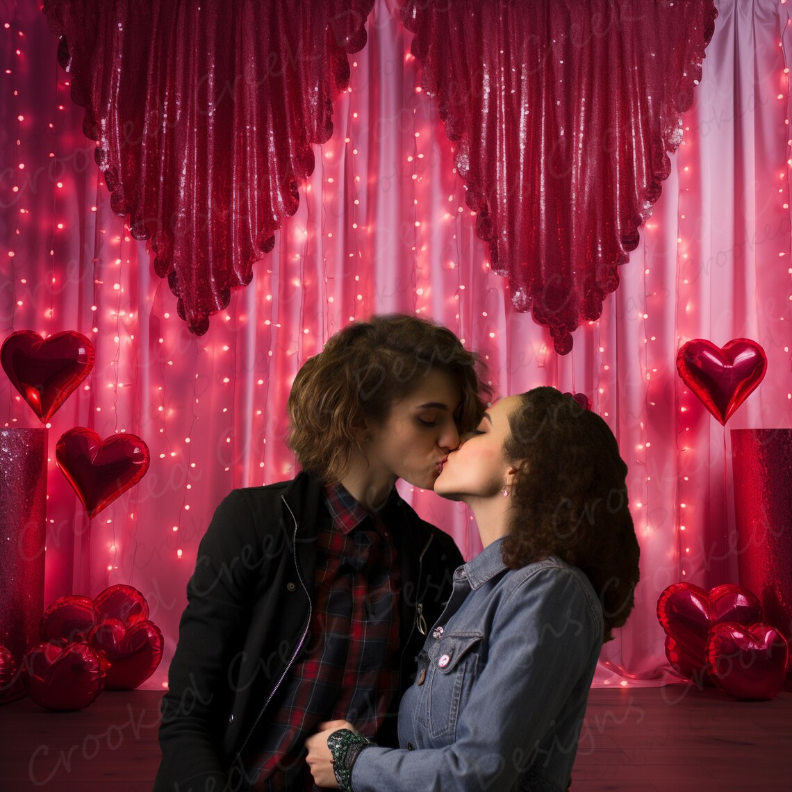 Pink and Red Party Digital Backdrop Valentines Day or Birthday Party