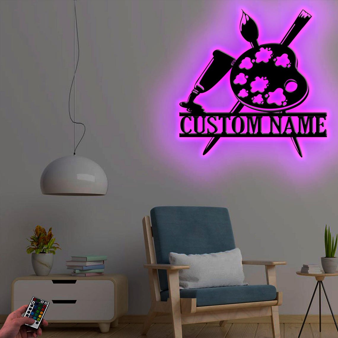 Custom Artist Metal Wall Art LED Light, Personalized Painting Teacher ...