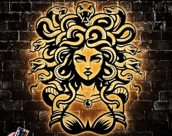 Medusa Wall Art Led Light, Modern Gothic Room Decor, Gothic Themed Gifts For Her, Greek Mythology Home Decoration, Serpent Hair Medusa Sign