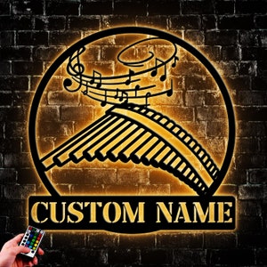 Custom Pan Flute Musical Instrument Metal Wall Art LED Light, Personalized Pan Flute Teacher Name Sign Home Decor, Gift For Musican Circle
