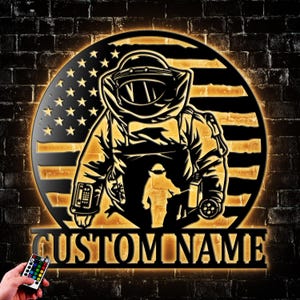 Personalized US Bomb Disposal Metal Wall Art LED Light, Bomb Squad Name Decoration Hanging For Home, Bomb Team Home Decor Dad Gift