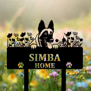 Personalized Malinois Dog Metal Memorial Garden Stake Pet Grave Marker Name Sign Remembrance Stake Decor Sympathy Dog Loss