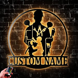 Personalized Pipe Repair Metal Wall Art Led Light Plumber Name Sign Decoration Plumbing Decor Dad Xmas Gift