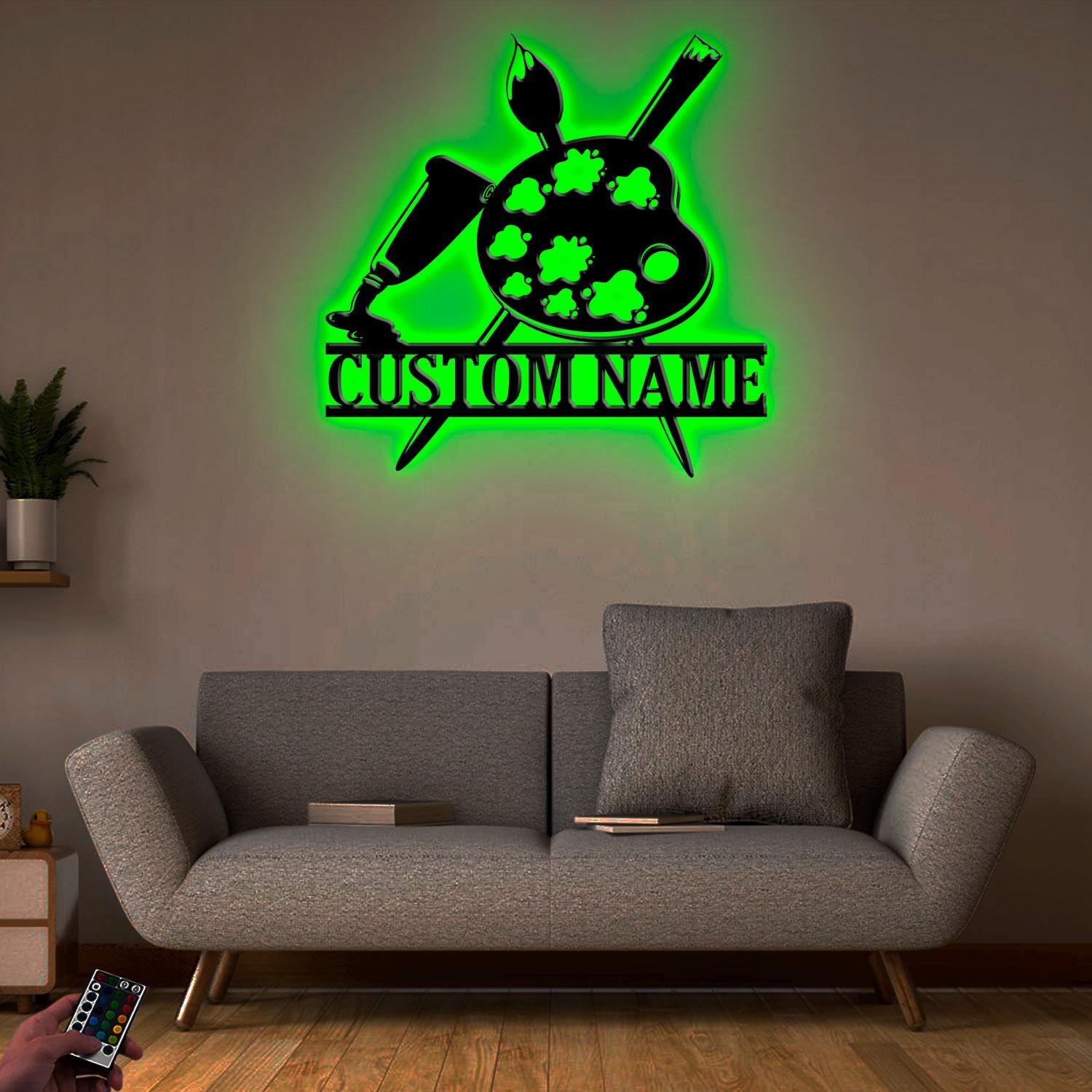 Custom Artist Metal Wall Art LED Light, Personalized Painting Teacher ...