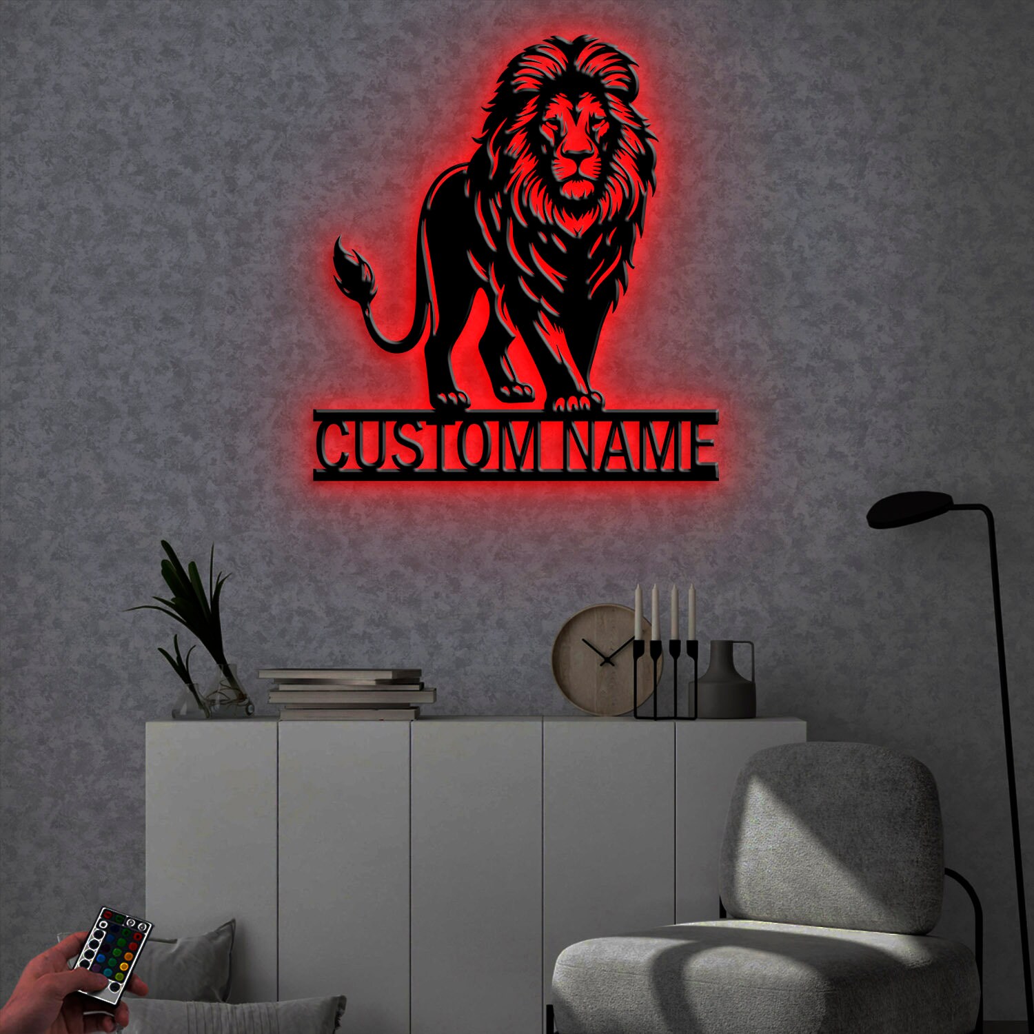 Custom Awesome Lion Metal Wall Art Led Light, Personalized Lion Lover ...