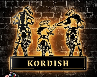 Personalized Family Dirt Bike Dad Son And Mom Metal Wall Art With Led Lights, Biker Name Sign Decoration, Motocross Home Décor