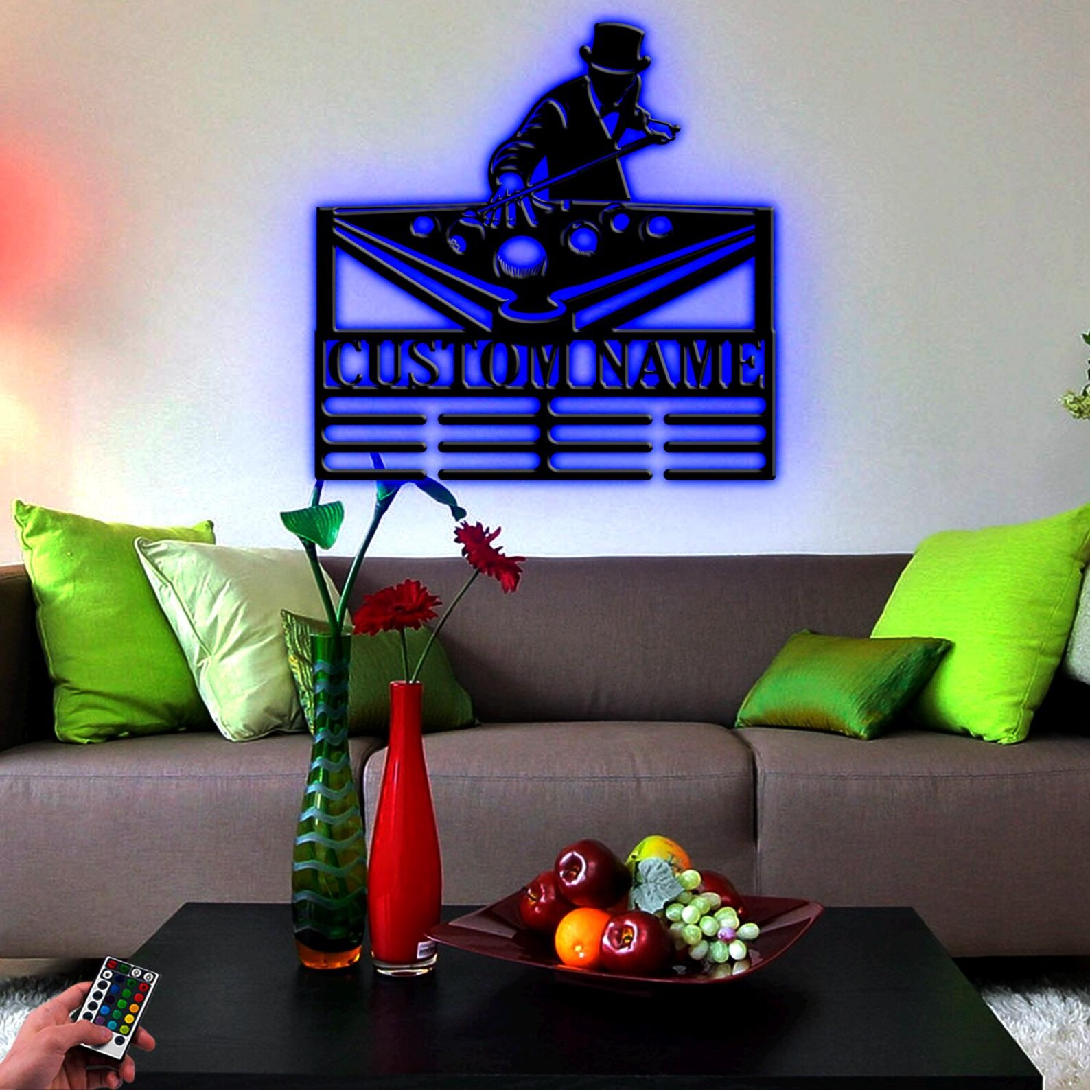 Custom Billiards Medal Holder LED Light, Personalized Snooker Player ...
