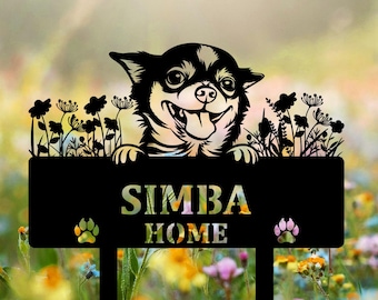 Personalized Chihuahua Dog Metal Memorial Garden Stake Pet Grave Marker Name Sign Remembrance Stake Decor Sympathy Dog Loss