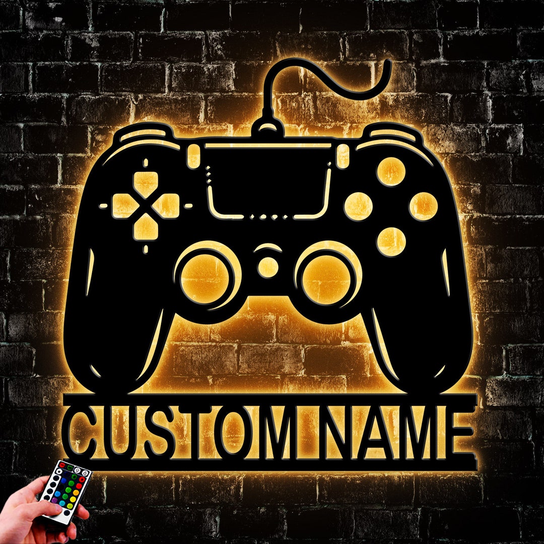 Gamer Name Sign Custom Video Game Metal Wall Art Led Light, Personalized Gamer Name ...
