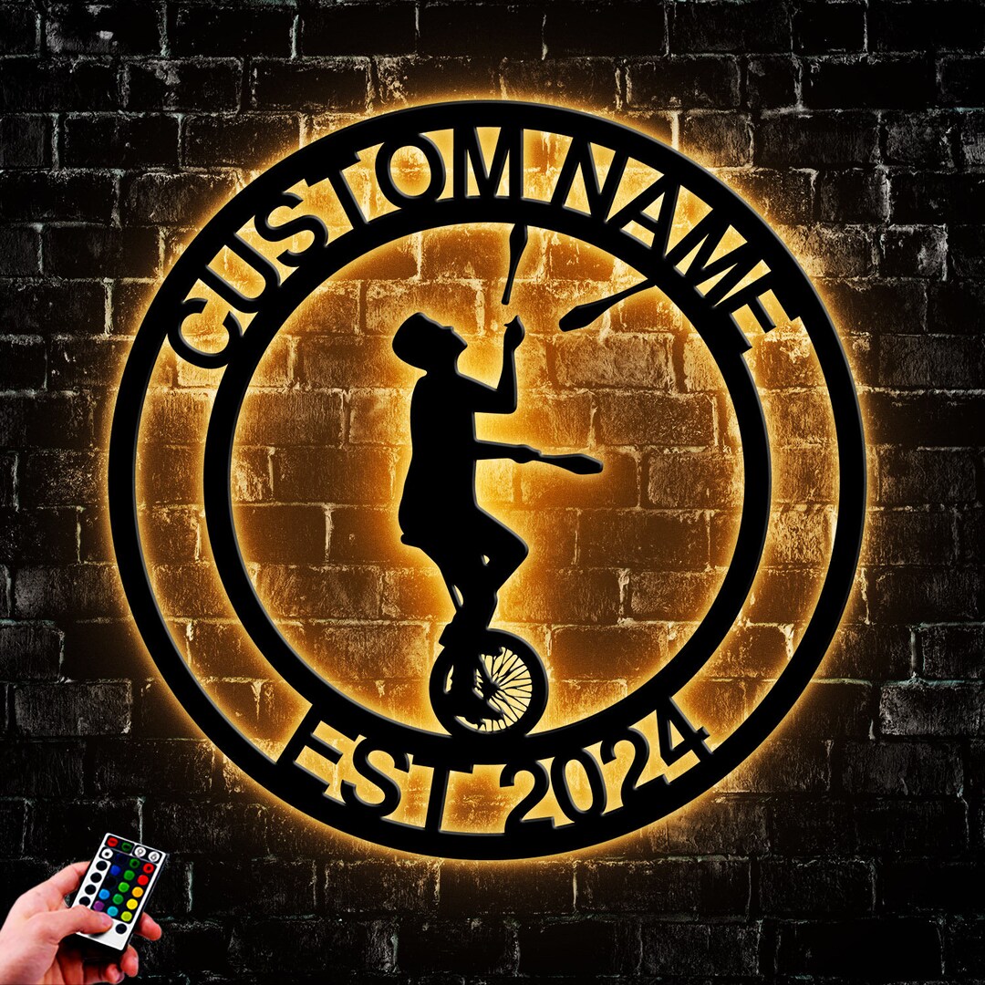 Custom Juggling Metal Wall Art Led Light, Personalized Juggler Name ...