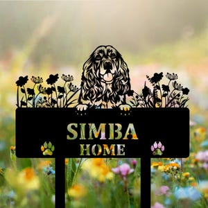 Personalized Cocker Spaniel Dog Metal Memorial Garden Stake Pet Grave Marker Name Sign Remembrance Stake Decor Sympathy Dog Loss
