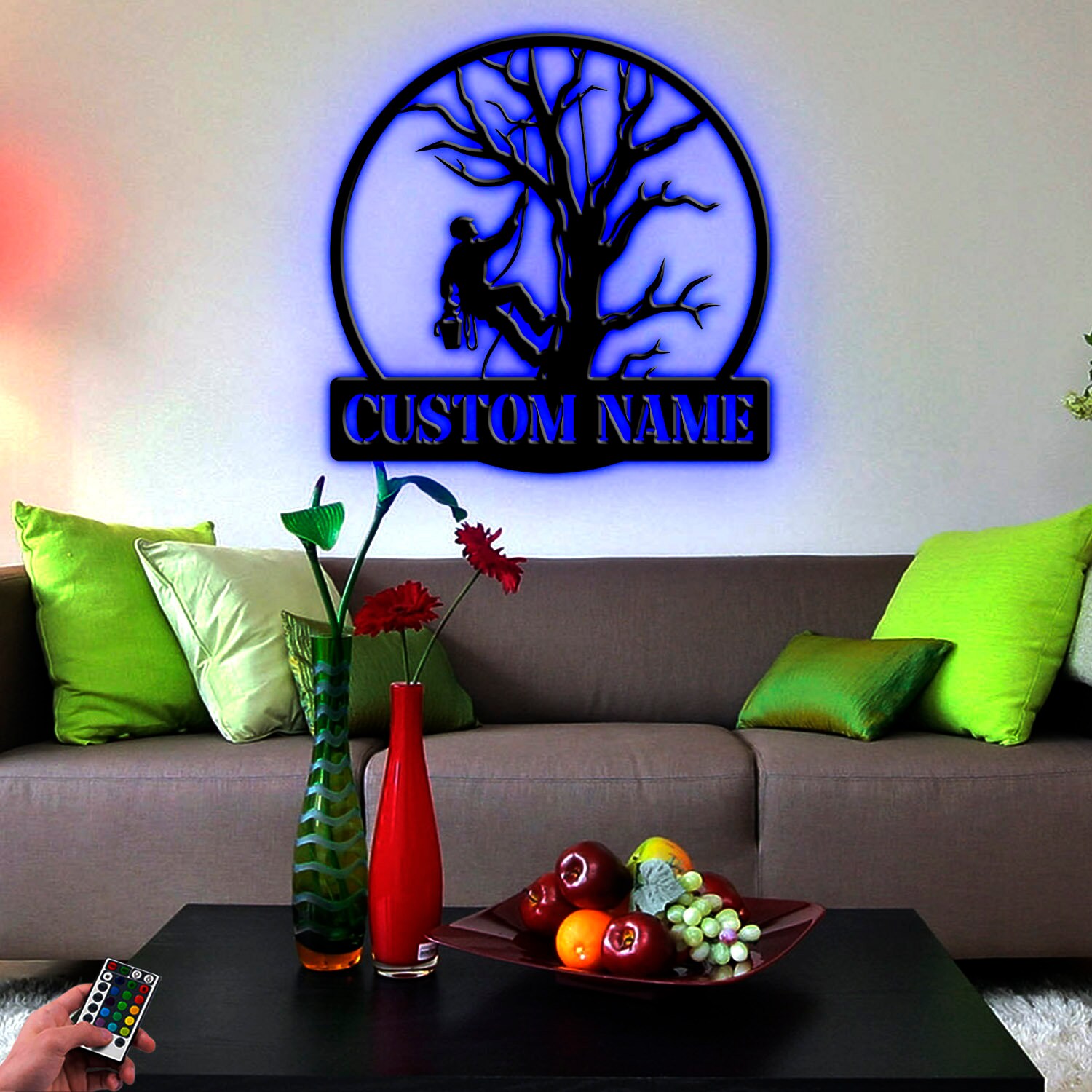 Custom Arborists Metal Wall Art Led Light, Personalized Tree Climber ...