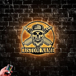 Personalized Patriotic Mechanic Metal Wall Art Led Light Car Garage Name Mechanic Garage Decor Housewarming Driver Xmas Gift