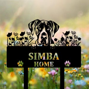 Personalized Great Dane Dog Metal Memorial Garden Stake Pet Grave Marker Name Sign Remembrance Stake Decor Sympathy Dog Loss