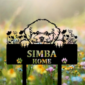 Custom Bichon Frise Dog Metal Memorial Garden Stake Pet Grave Marker Name Sign Remembrance Stake Decor Sympathy Dog Loss