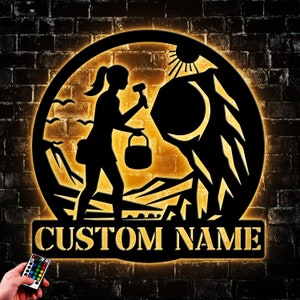 Custom Archaeology Rock Metal Wall Art LED Light, Personalized Archaeologist Name Sign Home Decor, Gifts For Female Archaeologist Artwork