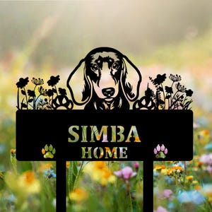 Personalized Peeking Dachshund Dog Metal Memorial Garden Stake Pet Grave Marker Name Sign Remembrance Stake Decor Sympathy Dog Loss