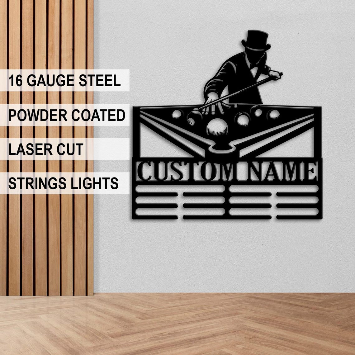 Custom Billiards Medal Holder LED Light, Personalized Snooker Player ...