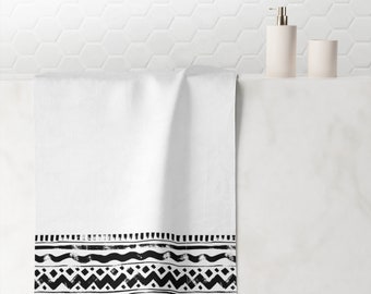 Black & White Aztec Pattern Mink-Cotton Towel