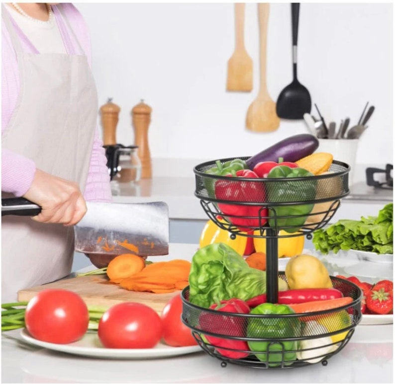 Fruit Basket, Fruit Bowl 2 Tier Fruit Basket Etsy