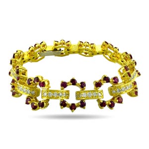 Armband aus 18-karätigem Gelbgold mit 2,00 ct Diamanten und Rubinen